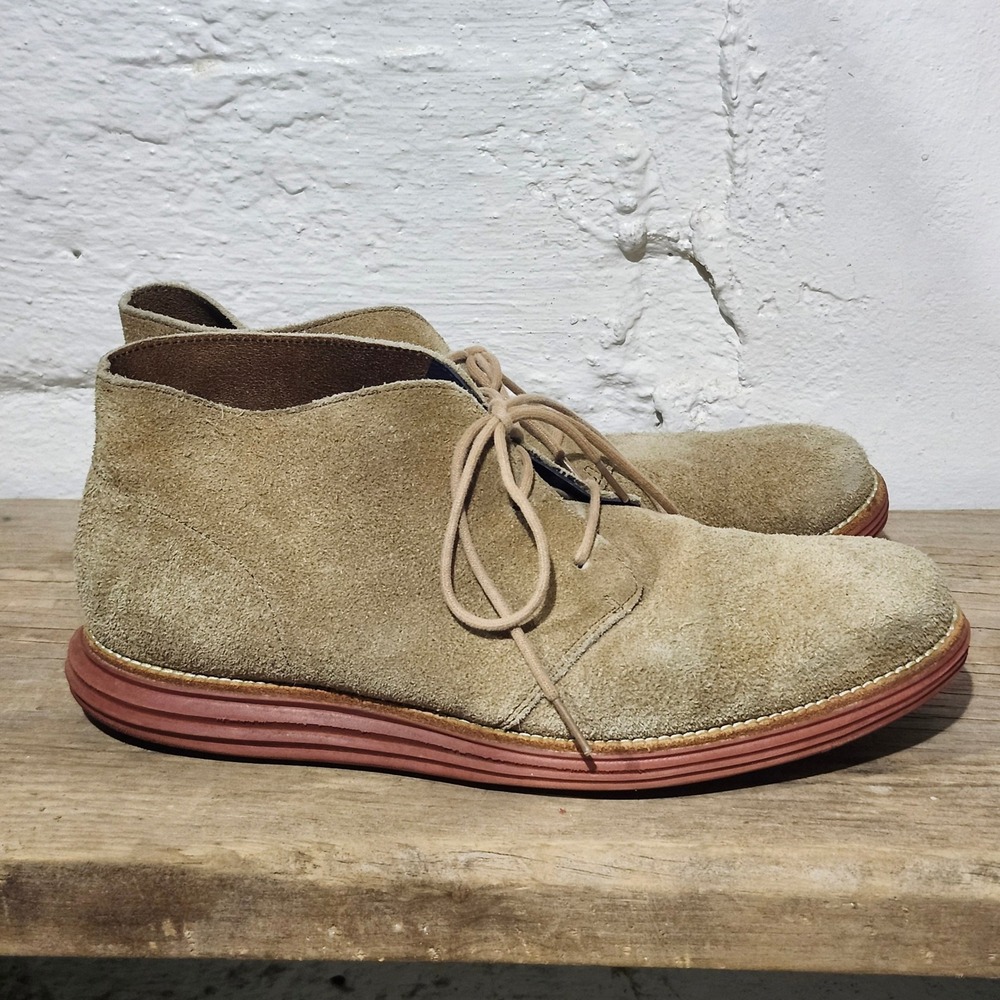 Cole Haan Lunargrand Mens Tan Suede Lace Up Chukka Boots C11184 Size 11.5 Fall